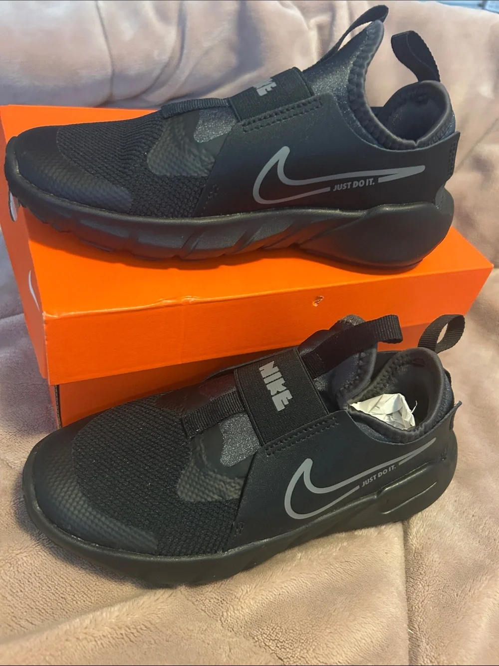 Nike Boy’s Black Slip-On Athletic Shoes with Strap
